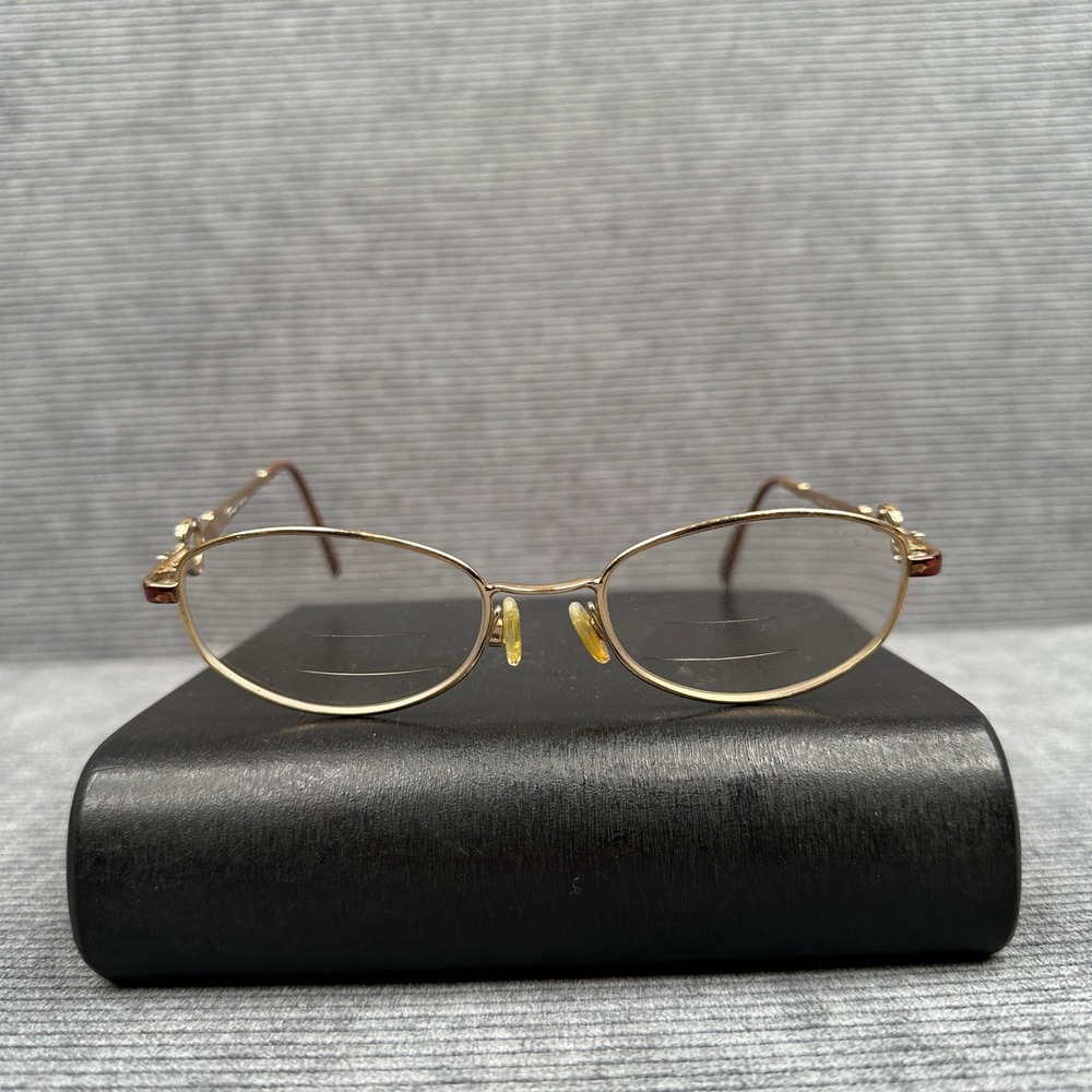 Tura Mod 494 Gold Oval Y2K Eyeglasses Frames Italy Rhinestone Accents 52-18-135